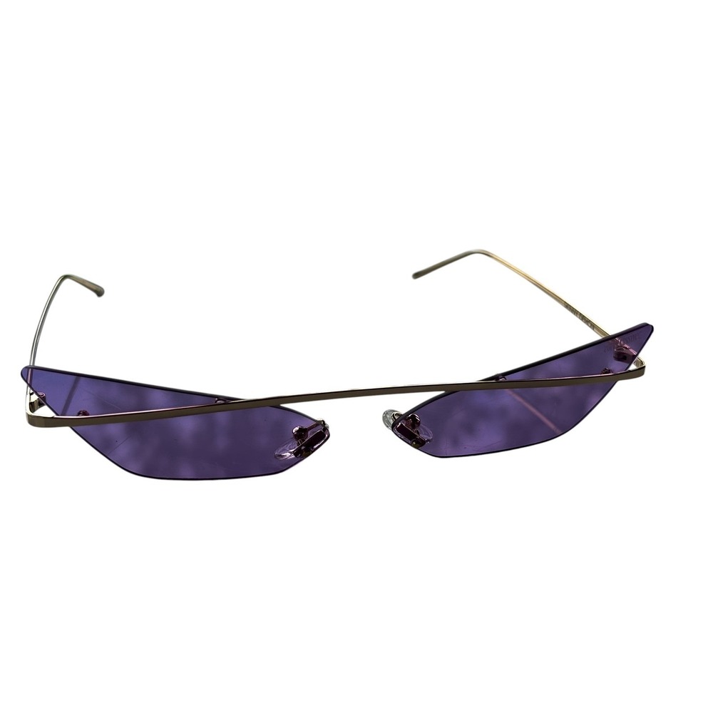 Poppy Lissiman Skinny Cat Eye Sunglasses Purple Gold Y2K Futuristic Cyber - Picture 7 of 7